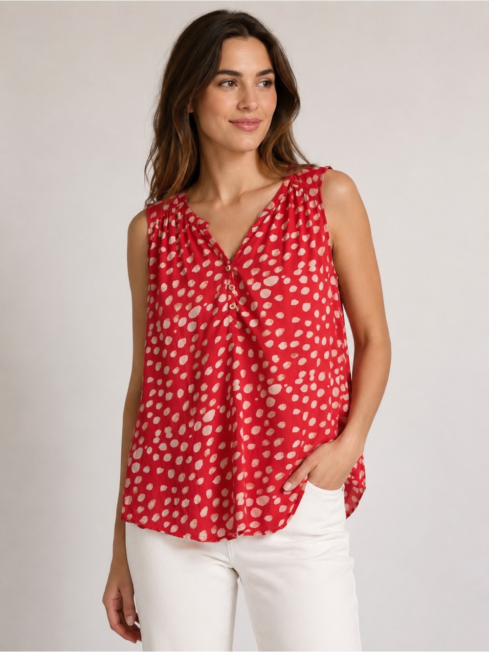 Velvet By Graham & Spencer Febe Royalty Red & White Blouse | Size Large
